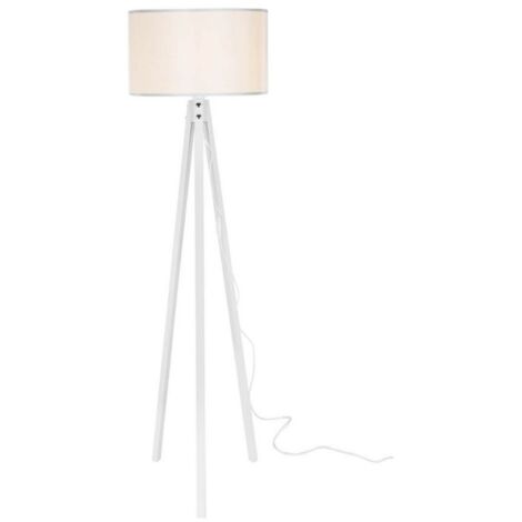 (2c) Lampada a piantana treppiedi in legno e tessuto Bianco RODI 36x h136 cm EFFEZ (1/5)