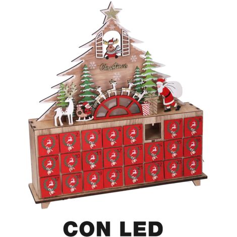 Calendario legno led albero rosso cm31x8h34,5 (1/5)