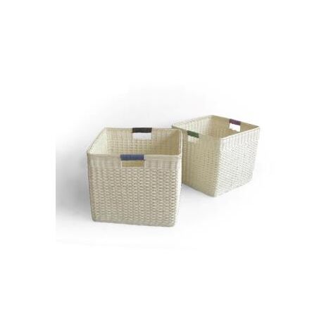 Cestina rattan 1-2 naturale con manici quadro cm35xh30x35 (1/3)