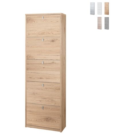 Scarpiera slim cinque ante doppia ribalta Rovere Naturale 63x29x h190 cm