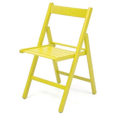 4X Sedia pieghevole in faggio di alta qualita colore giallo 43x48xh.79 cm EFFEZ (1/3)