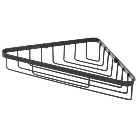 Mensola angolare per doccia con 1 ripiano da 23 x 23 cm, accessorio da parete in acciaio nero opaco della serie Chic Black. (1/5)