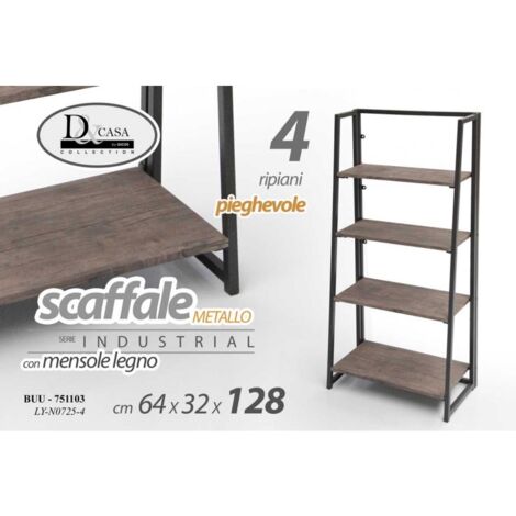 Libreria scaffale urban industrial cm 64 x 32 x 128 h