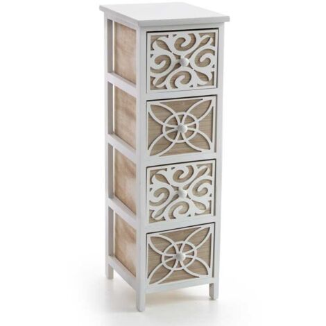 Cassettiera multiuso bagno cucina 4 cassetti in legno cm 26 x 32 x 80 h (1/2)