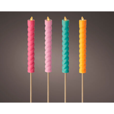 Candela solare in plastica effetto fiamma - fuoco 4 colori assortiti (1/5)