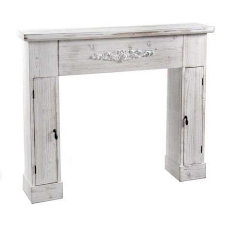 Cornice camino shabby anticato bianco legno cm 120 x 23 x 100 h (1/2)