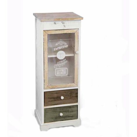 Mobile madia anticato con cassetti vetrina cm 33 x 29 x 104 h (1/4)