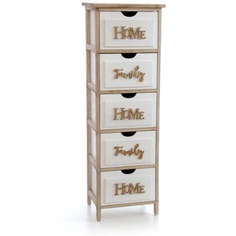 Cassettiera Home Family bianco legno 5 cassetti cm 36 x 28 x 108 h (1/2)