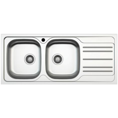 Lavello incasso cucina MP1162DX acciaio116x50 cm due vasche e gocciolatoio destro EFFEZ (1/5)