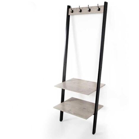 Scaffale appendiabiti nero inclinato a parete industrial cm 64 x 45 x 180 h (1/2)