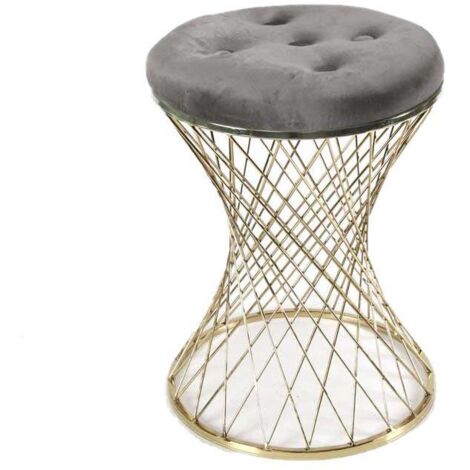 2x Sgabello trendy grigio con struttura oro cm 35 x 47 h