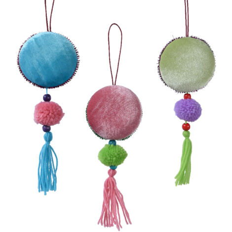 Gancio per abiti con pompon nappe assortite 3 colori L 3 x P 8 x H 22 cm