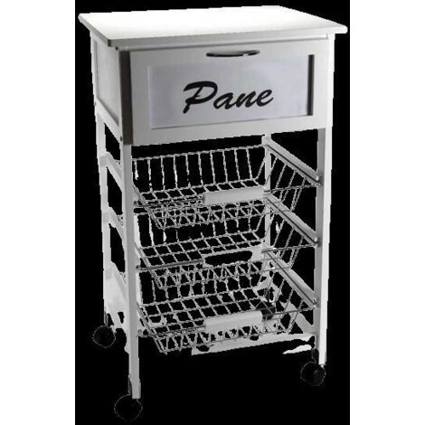 CARRELLO DA CUCINA PANE 47 X 37 X H 85 CM COLORE BIANCO (1/3)
