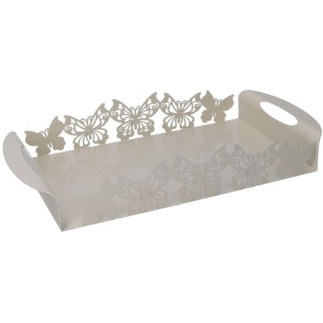 Vassoio metallo farfalla crema rettangolare cm41x20h6,5 (1/5)