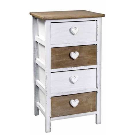 Cassettiera bicolore bianco legno 4 cassetti cm 37 x 29 x 69 h (1/2)