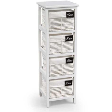 Cassettiera in legno da bagno bianca cm 25 x 25 x 77 h 4 cassetti (1/3)