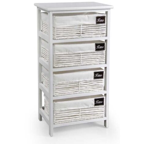 HOME CASSETTIERA CON 4 CESTE 40X29X73 CM IN COLORE BIANCO (1/3)