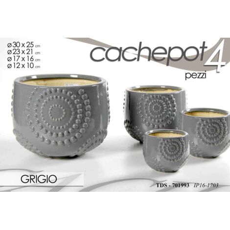 Vasi chachepot set 4 pz grigio decorato (1/2)
