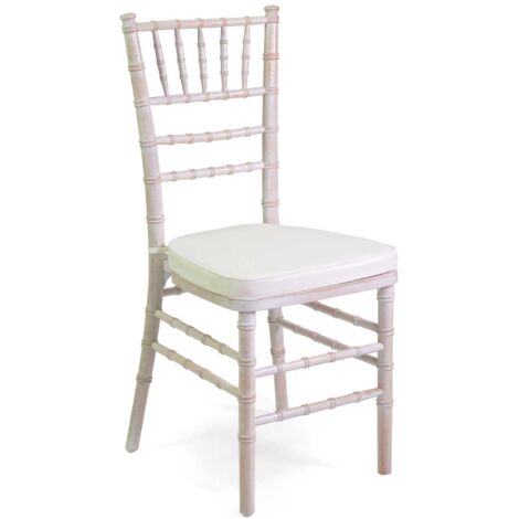 Sedia legno chiavari sbiancato con cuscino avorio cm 40x40h43-92 (1/5)
