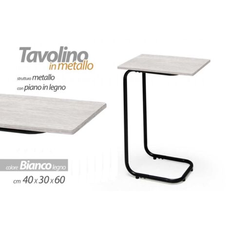 Tavolino da divano bianco servetto struttura metallo cm 40 x 30 x 60 h (1/5)