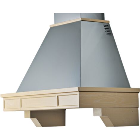 Cappa aspirante BRIDGE in acciaio inox silver e cornice in legno intarsio cm 120