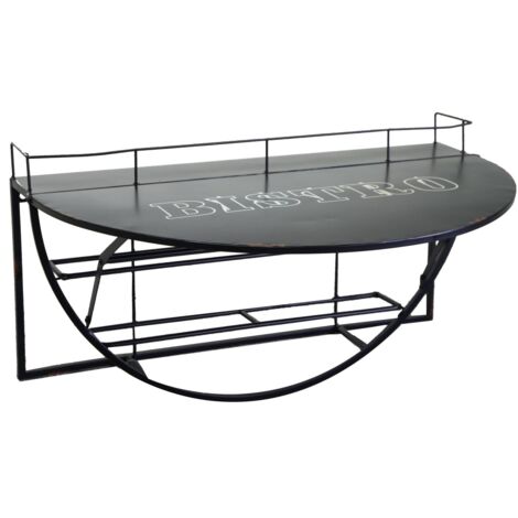 Tavolino metallo da muro con mensola nero cm 70x47h40 (1/4)