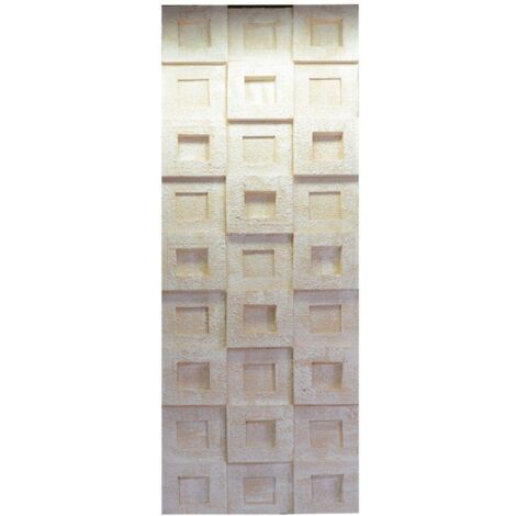 Quadro dipinto bianco con quadretti cm50x150x3-5