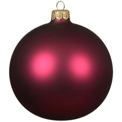 Palline per albero di Natale in vetro decorate color rosso Melograno opaco -6 sfere da 8 cm (1/3)