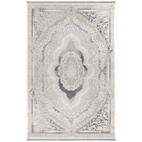 Tappeto Asya CR60 fondo grigio e decoro orientale bianco 160x230 EFFEZ (1/5)