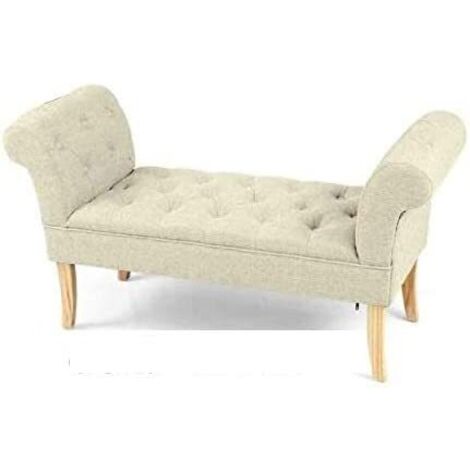 Panca retrò in tessuto scendiletto crema cm 103 x 40 x 60 h (1/4)