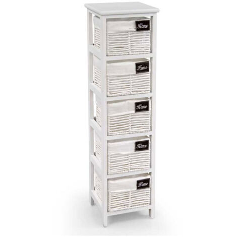 Cassettiera in legno da bagno bianca cm 25 x 25 x 94 h 5 cassetti (1/2)