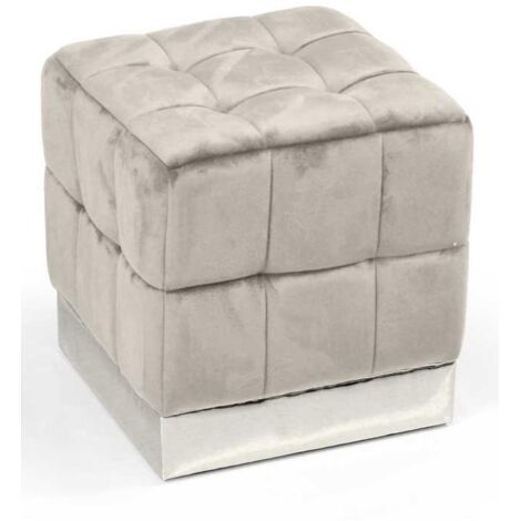 Pouf quadrato arredo moderno beige cm 40 seduta o poggiapiedi (1/2)