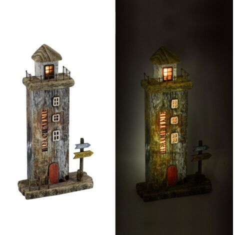 Decorazione Mare Faro Legno Naturale Con Led Cm16X6,5H29 (1/3)