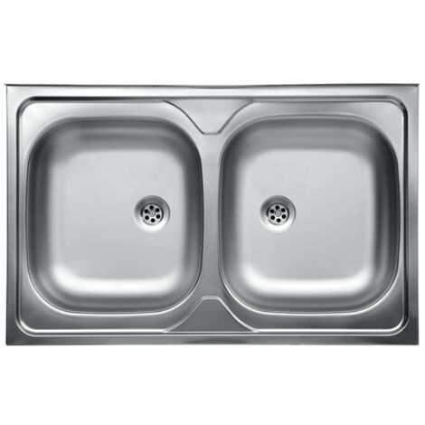 Lavello da cucina due vasche in acciaio inox da appoggio 50x80 cm EFFEZ (1/5)