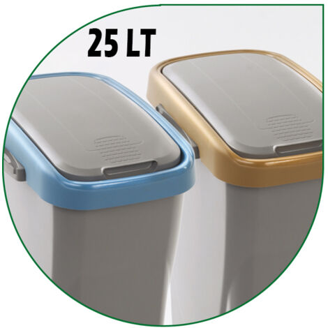 BIDONE PATTUMIERA RACCOLTA DIFFERENZIATA ECOSWING 25LT CORNICE VARI COLORI MHOME, "Giallo"