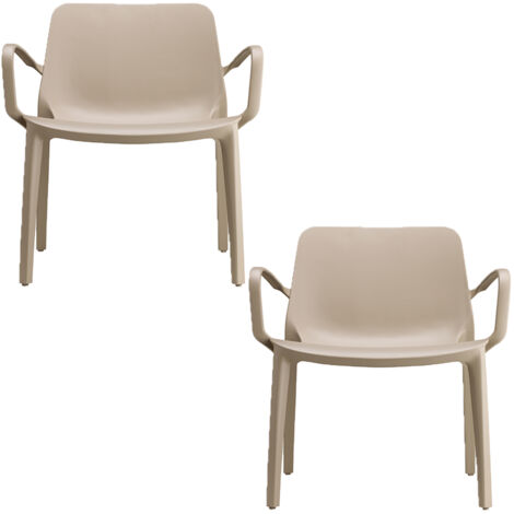 Sedia con Braccioli Ginevra Lounge Tortora - Tecnopolimero rinforzato con Fibra di vetro - Altezza seduta 43 cm - Uso interno/esterno - Impilabile (1/5)