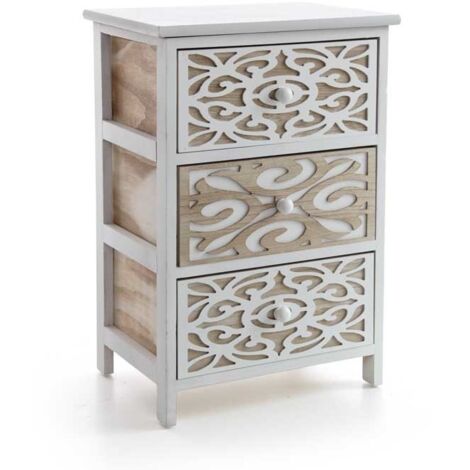 Cassettiera comodino 3 cassetti in legno cm 40 x 29 x 58 h (1/2)