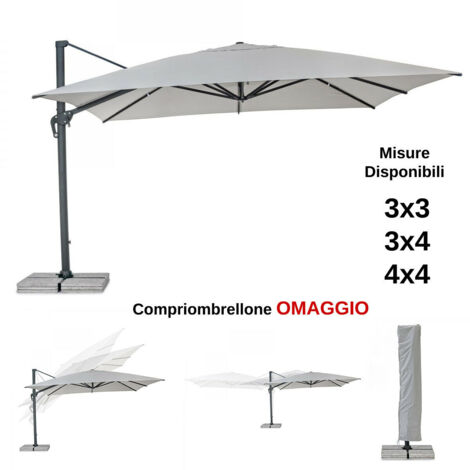 Ombrellone da giardino con braccio a 360° INES 300x400x h265 cm antracite - grigio chiaro