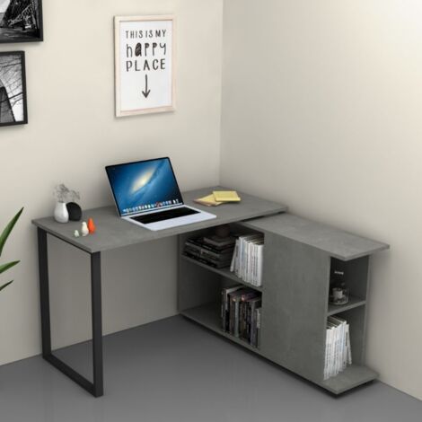 Scrivania con libreria cemento Oslo 120x60xh 74 cm (1/4)