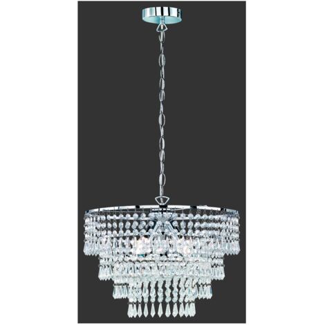 Lampadario Orient 3 Luci E14 Cromo Ø42 cm Pendenti Decorativi Trio Lighting
