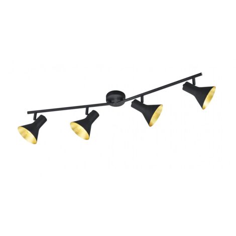 Plafoniera 4 Faretti Spot E14 Orientabili Nina Nero e Oro Trio Lighting (1/2)