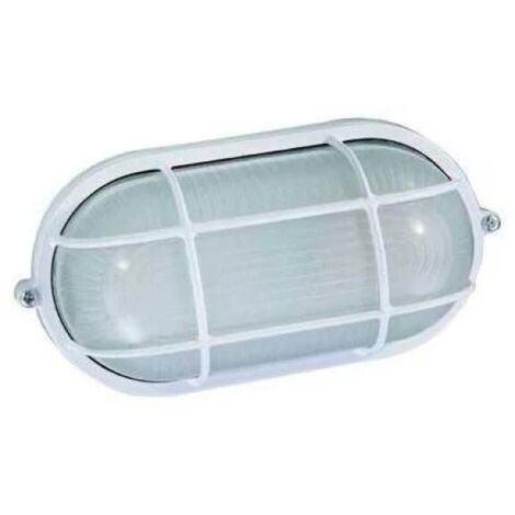 Applique - plafoniera da esterno ovale con grigilia Green Light efesto ip44 e27 bianca (1/2)