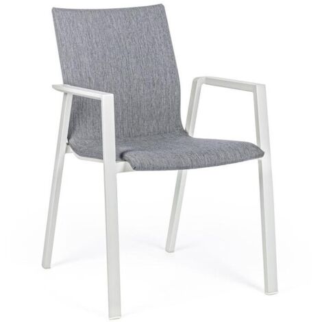 Sedia Per Esterno In Alluminio Bianco Con Cuscino Grigio Scuro Odeon 55,5X60 H83 Cm (1/5)