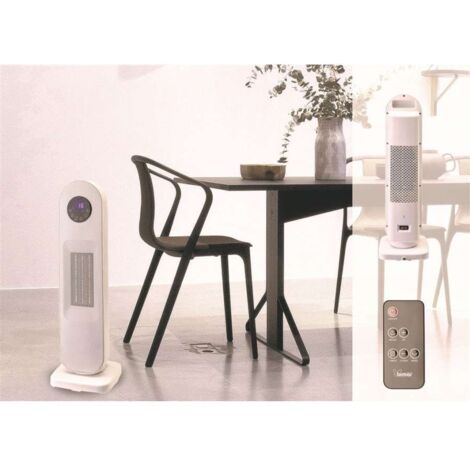 Termoventilatore Ceramico A Colonna Beper P203TER011: 2000W Con Display LED, Timer 8h, Telecomando E Luce Effetto Fiamma, Nero