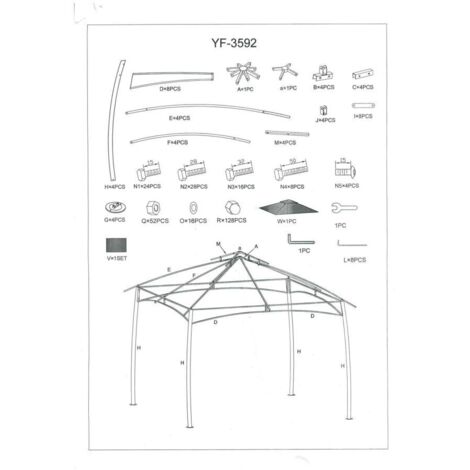 Gazebo acciaio louisiana 3x3 mt con doppiotetto e tende laterali poliestere (1/3)