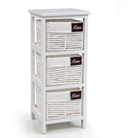 Cassettiera in legno da bagno bianca cm 25 x 25 x 60 h 3 cassetti (1/2)