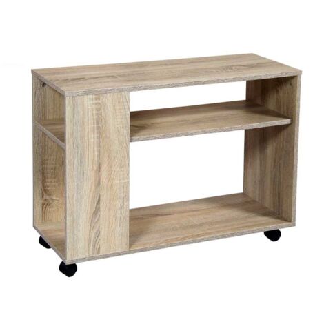 GAIA MOBILETTO IN LEGNO CON RUOTE 80 X 30 X 56 CM IN COLORE ROVERE (1/5)