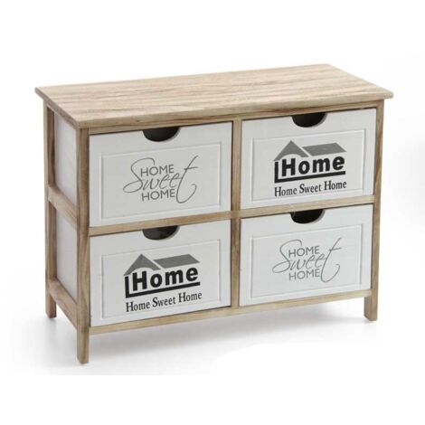 HOME SWEET HOME MOBILE IN LEGNO 4 CASSETTI 67 X 28 X H47 CM E BIANCO E NATURALE (1/2)