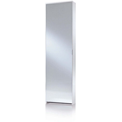Scarpiera Specchio Con Cinque Contenitori Fino A 10 Paia Di Scarpe bianco specchio