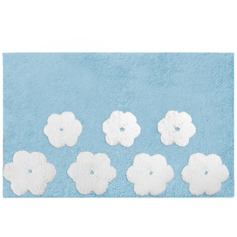Tappetino bagno 100% cotone fiori acquaantiscivolo cm50x80x2 (1/3)